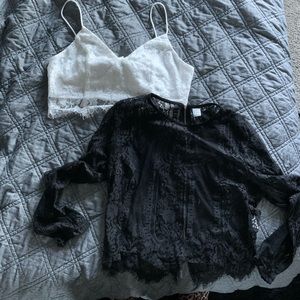Combo Deal -  black and white lacy tops